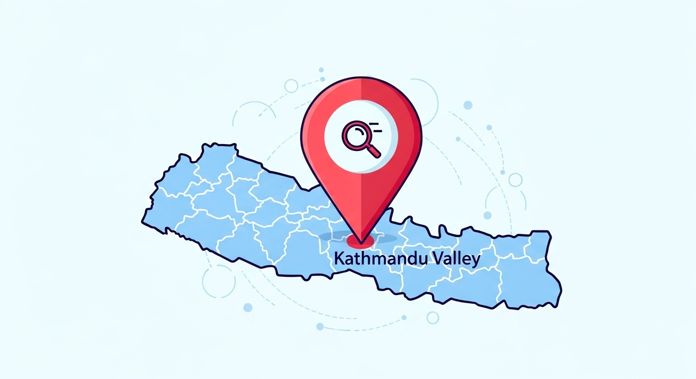 A map with a pin, symbolizing local SEO in Nepal