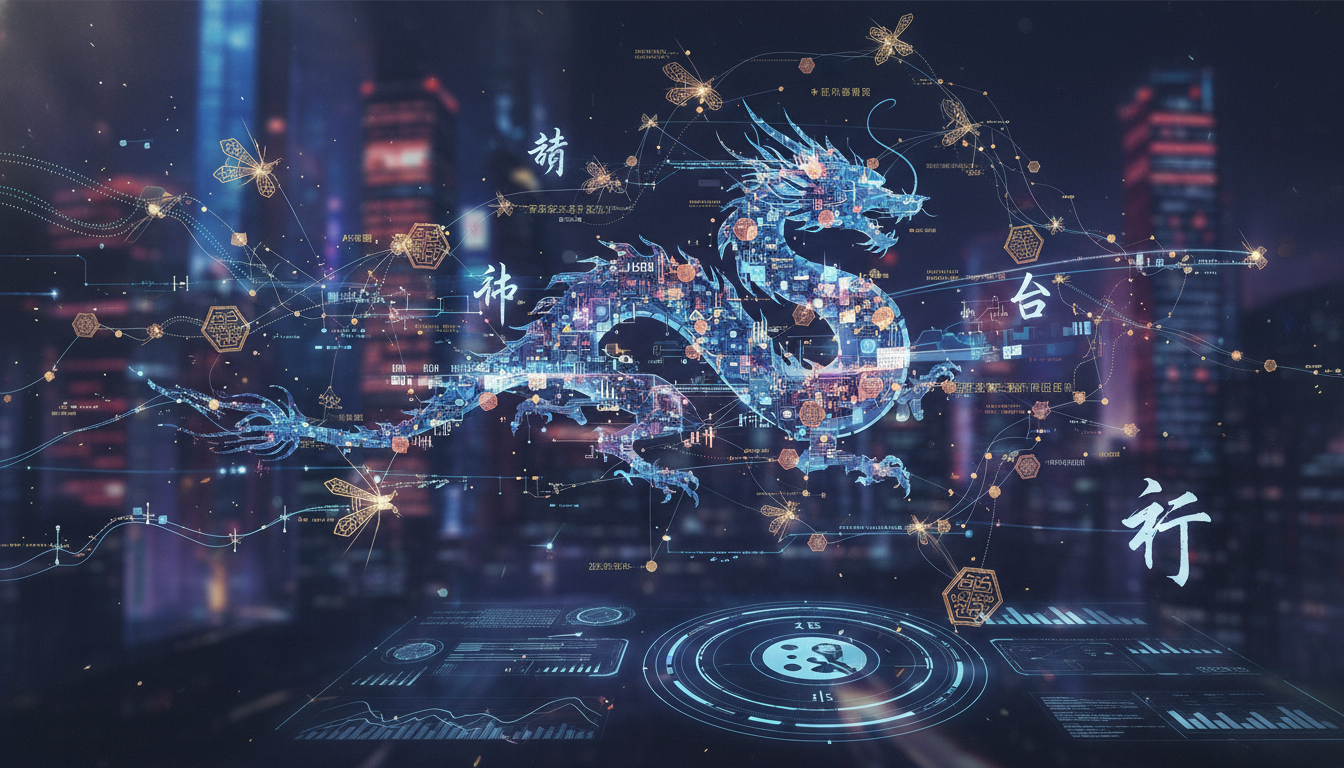 A dynamic and abstract digital illustration of an 'Agent Swarm' in AI. Visualize multiple interconnected, glowing nodes or entities working collaboratively on complex tasks. Show data flowing between them, representing communication, reasoning, and autonomous execution, possibly with a subtle Chinese technological aesthetic.