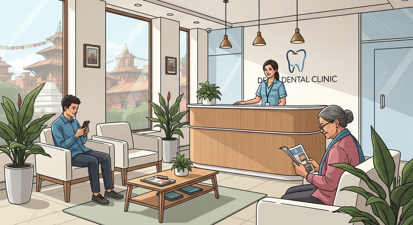 Dental clinic reception in Kathmandu with friendly staff