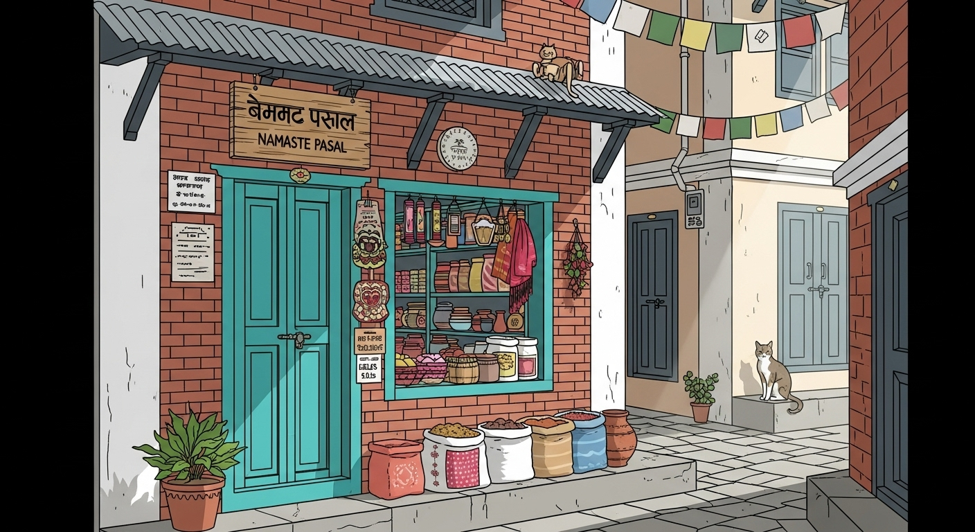 A local Nepali shop in an alleyway representing small businesses