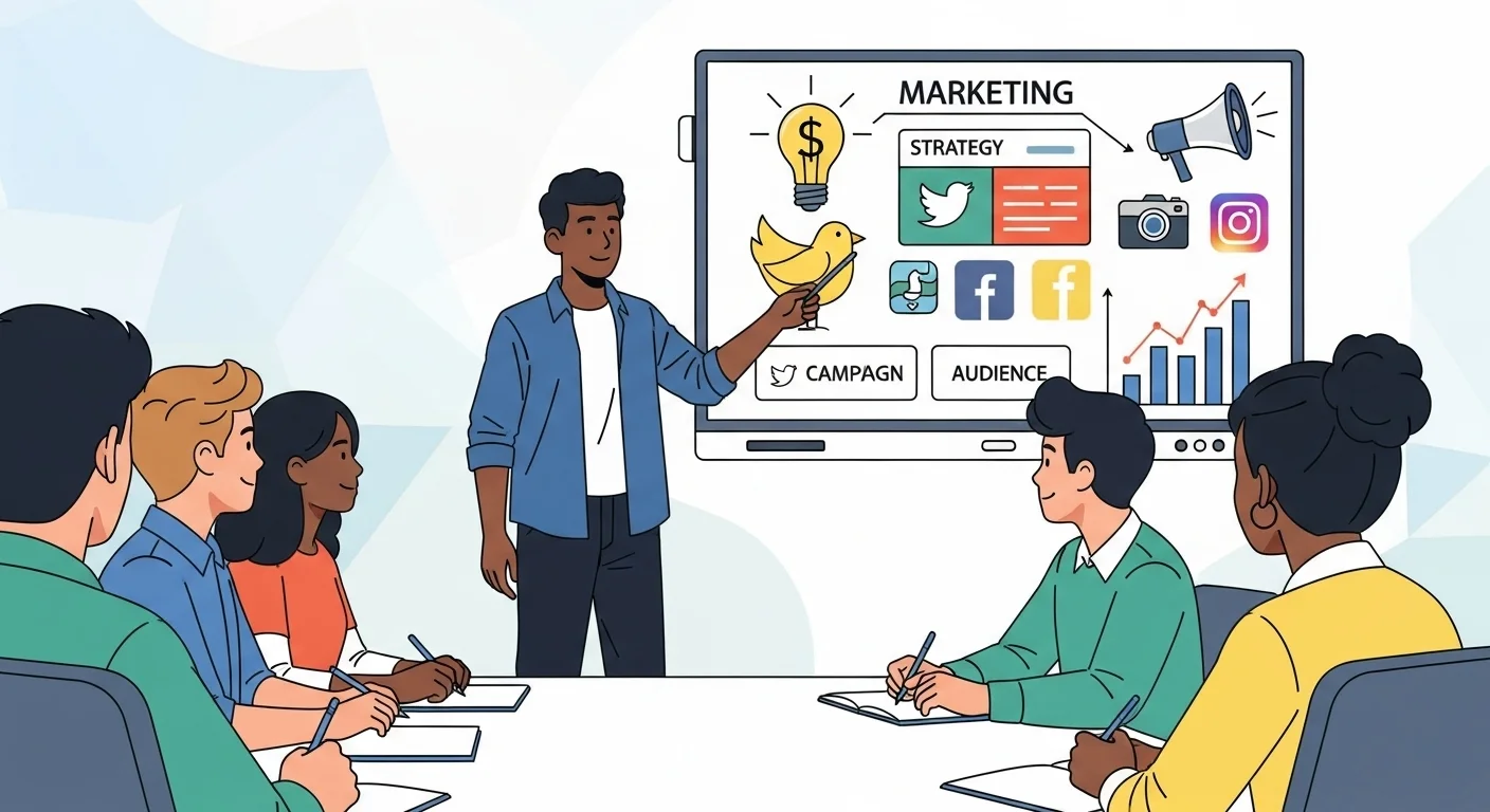 Student presenting marketing ideas