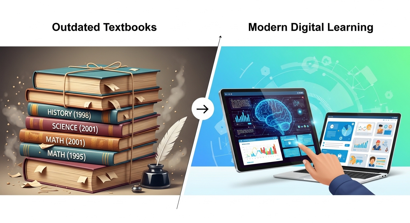 Outdated textbooks vs modern digital learning