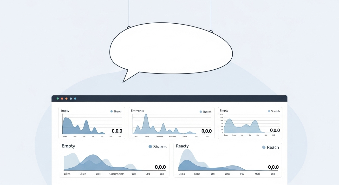 A dashboard with charts, symbolizing empty social media metrics and no meaningful engagement