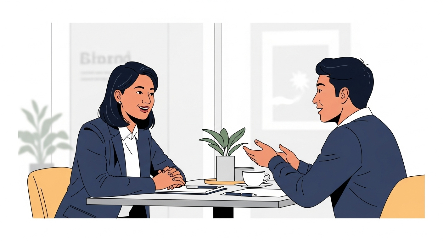 Nepali business owner having genuine conversation with client