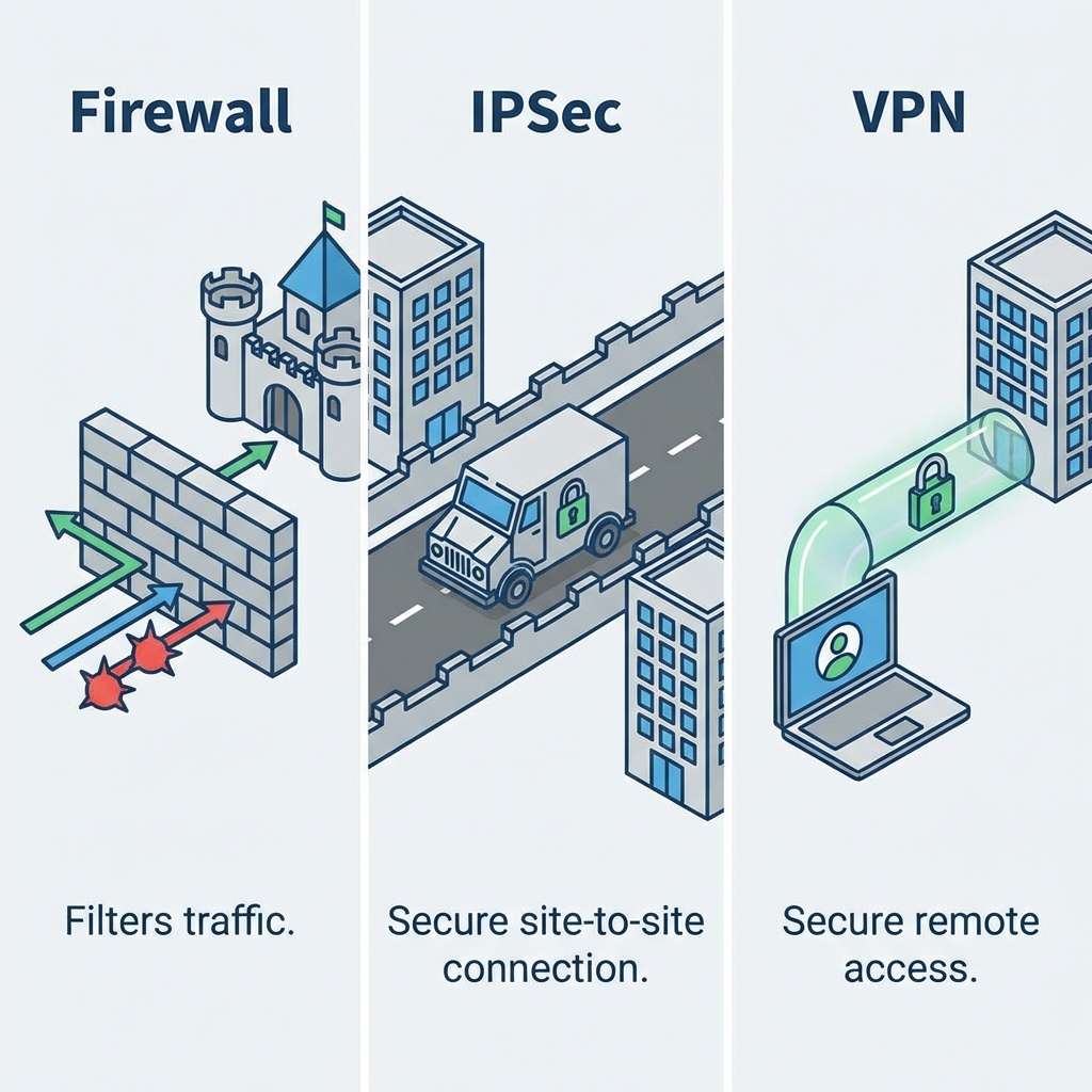 Firewall vs IPSec vs VPN Comparison