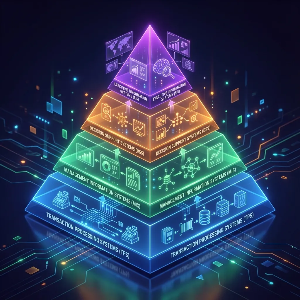 The Information Systems Pyramid showing different levels of organizational support