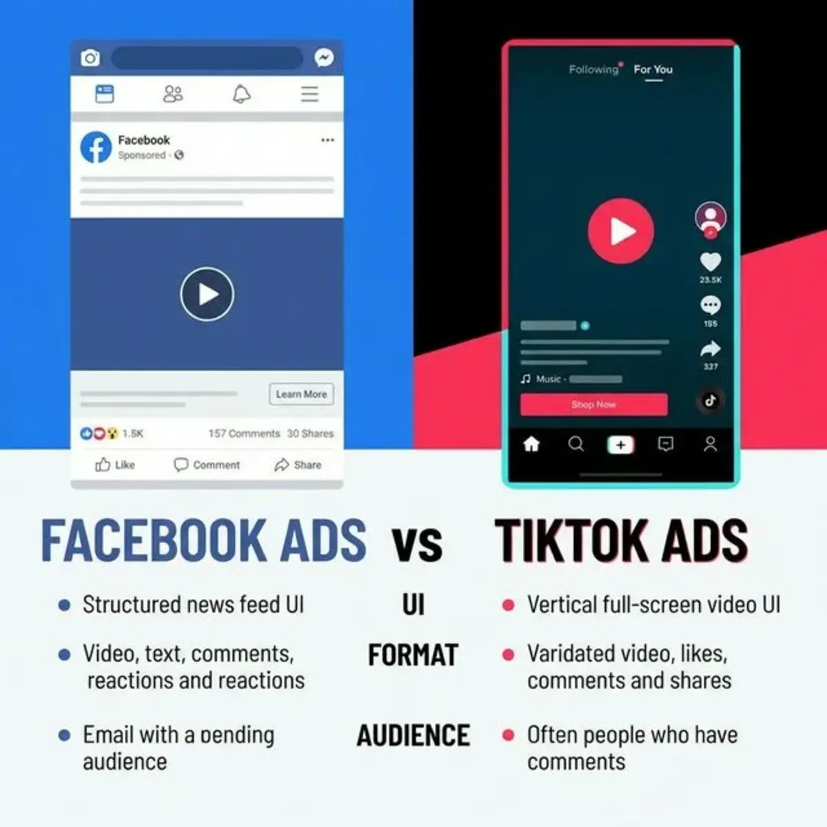 Paid social comparison visual for Facebook and Instagram ad strategy