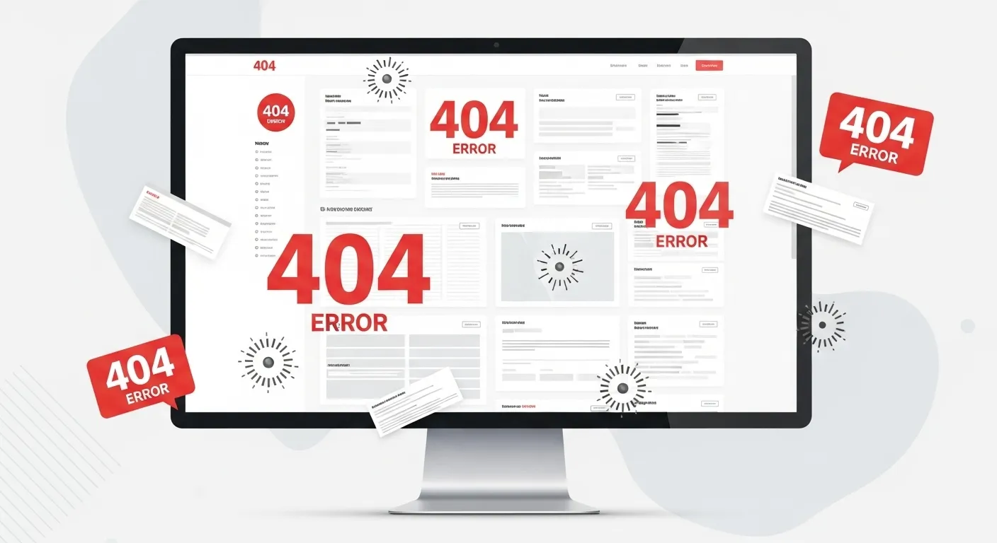 Digital screen with a website in disarray, showing 404 errors and loading spinners, emblematic of common web development failures in Nepal.