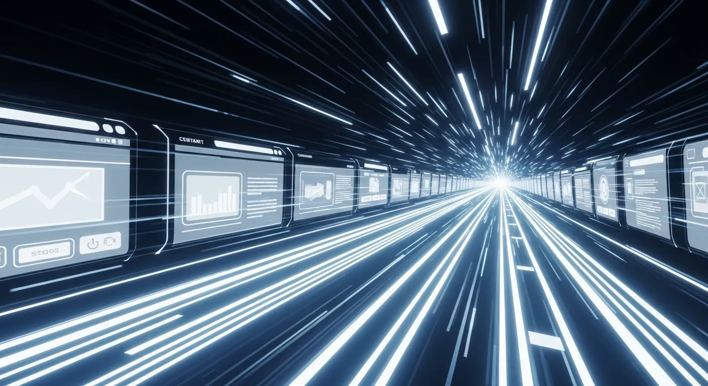 Website interface as a fast-moving digital highway, illustrating swift website performance and optimized user experience in Nepal.