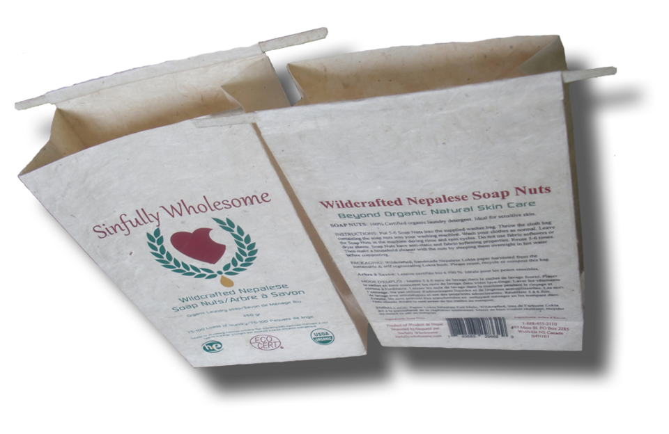 Handmade lokta paper packaging from Nepal